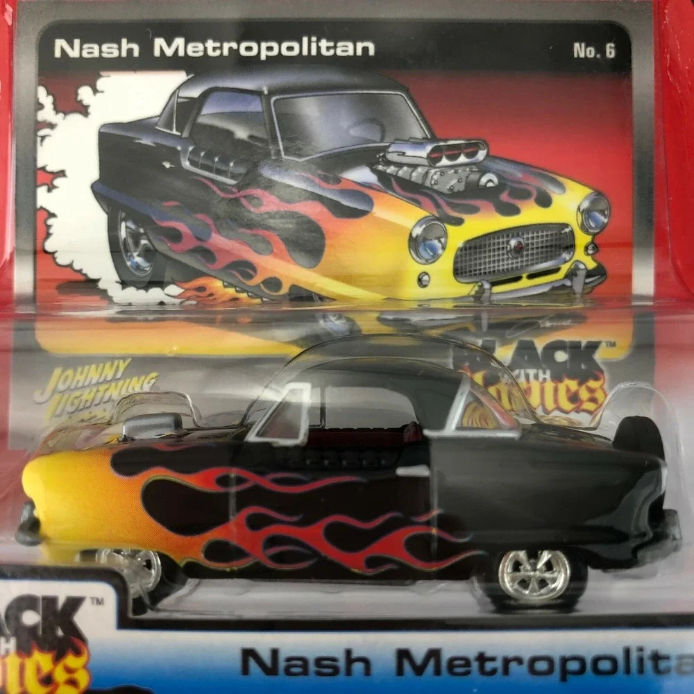 Johnny Lightning Street Freaks Black with Flames Nash Metropolitan Die Cast 1/64